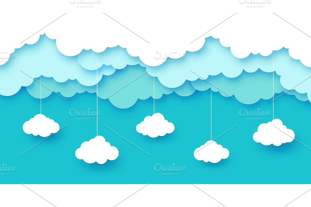 Azure sky clouds paper cut, a Seasonal Illustration by Buch&Bee