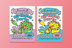Blue Purple Kids Birthday Invitation, an Invitation Template by Aiyari Graphic