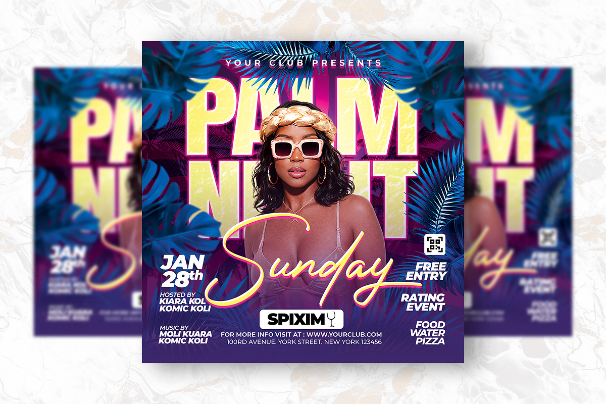 Palm Night Party Flyer Design, a Flyer Template by Shajib Shikder (Photo 2 of 2)