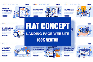 Flat Design Landing Page, a Finance Illustration by alexdndz