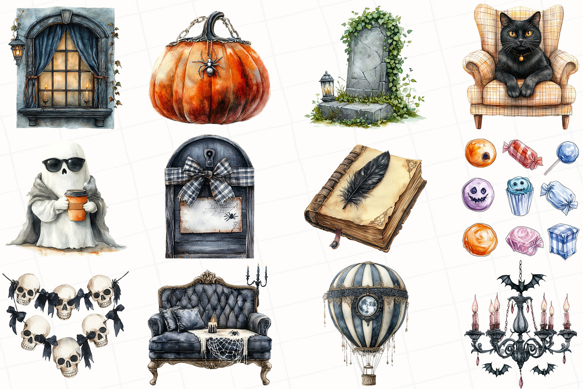 Creepy and Cozy Halloween Clipart, an Illustration by OK Design (Photo 4 of 5)