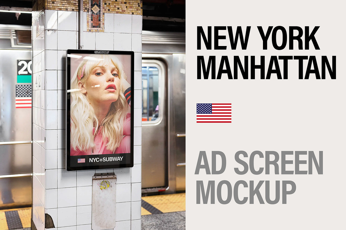 Screen Mockup in New York Subway, an Advertising Mockup by Brandacle Mockups (Photo 7 of 8)