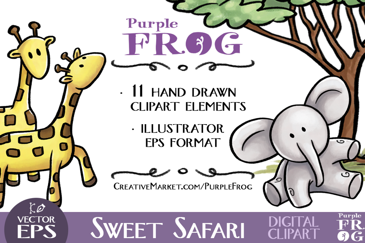 VECTOR - SWEET SAFARI - Clipart, an Animal Illustration by Purple Frog (Photo 3 of 3)