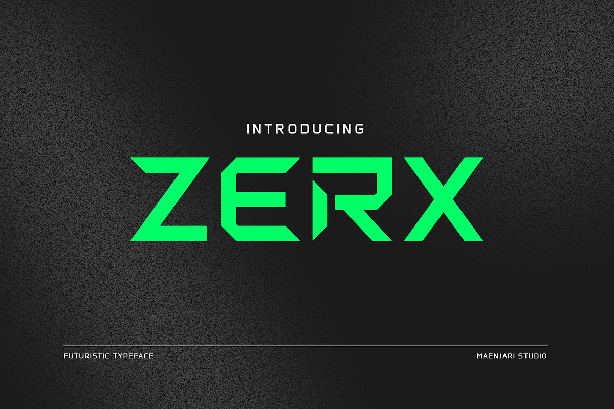 Zerx - Futuristic Display Typeface, a Sans Serif Font by Maenjari Std (Photo 1 of 10)