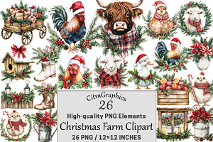 Christmas Farm Clipart, a Seasonal Illustration by CitraGraphics
