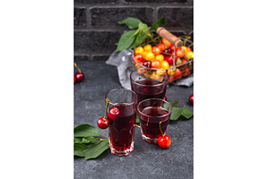 Fresh cherry juice. Summer drink, a Food & Drink Photo by Yulia Furman