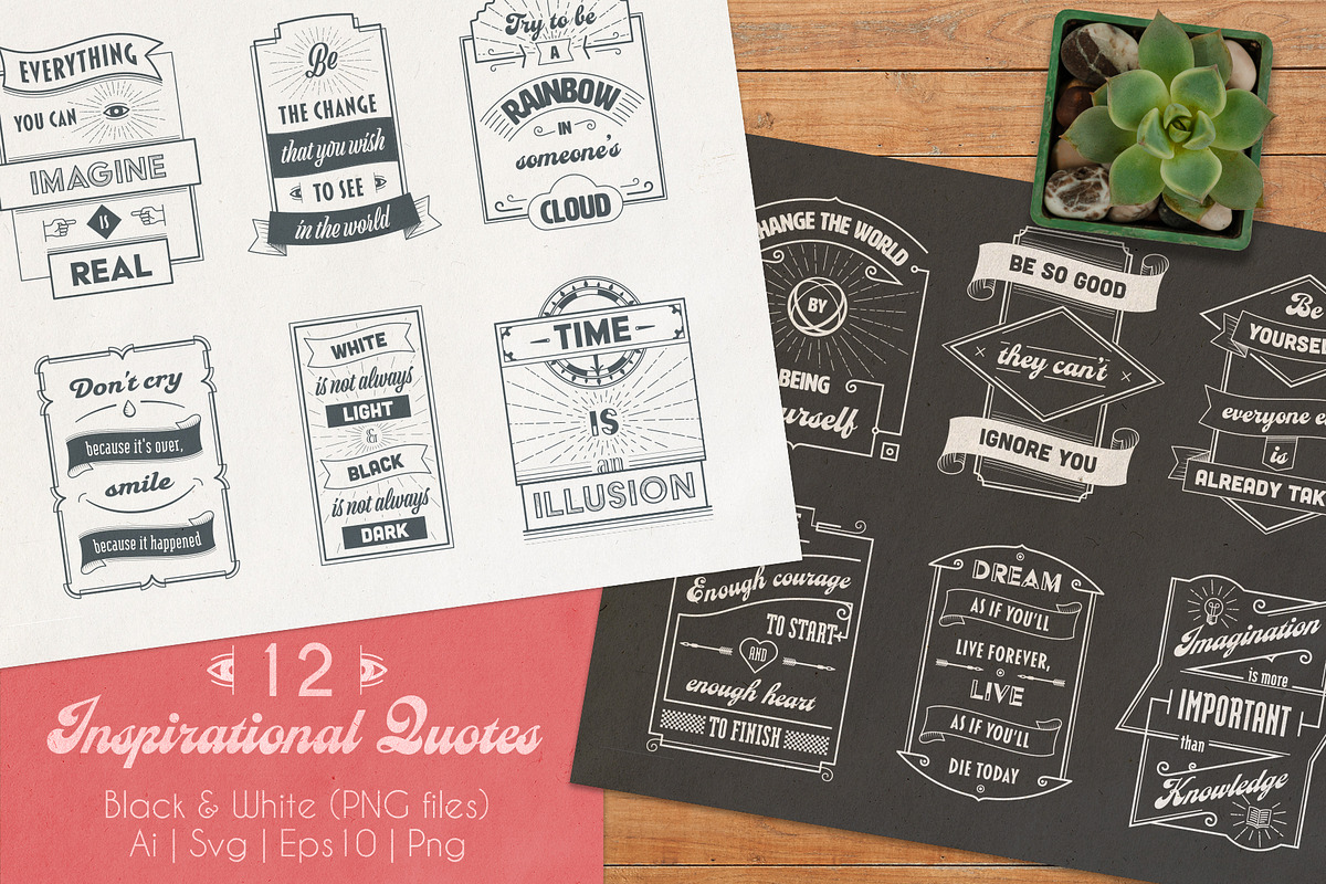 12 vintage inspirational quotes, an Illustration by Genestro Shop (Photo 1 of 4)