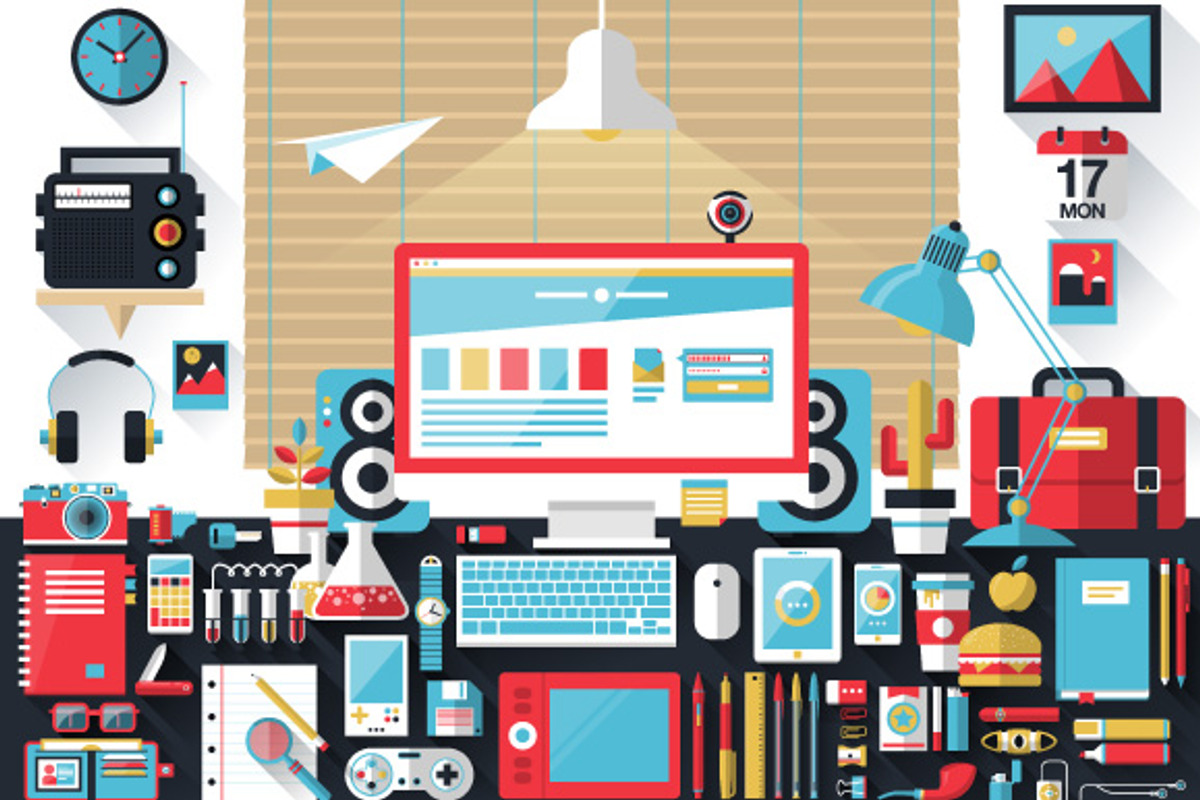Office Workplace Devices, a Technology Illustration by karnofff