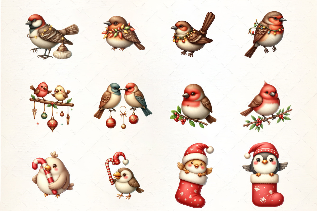 Christmas Grosbeak Birds Clipart, an Illustration by CrexoraLab (Photo 2 of 5)