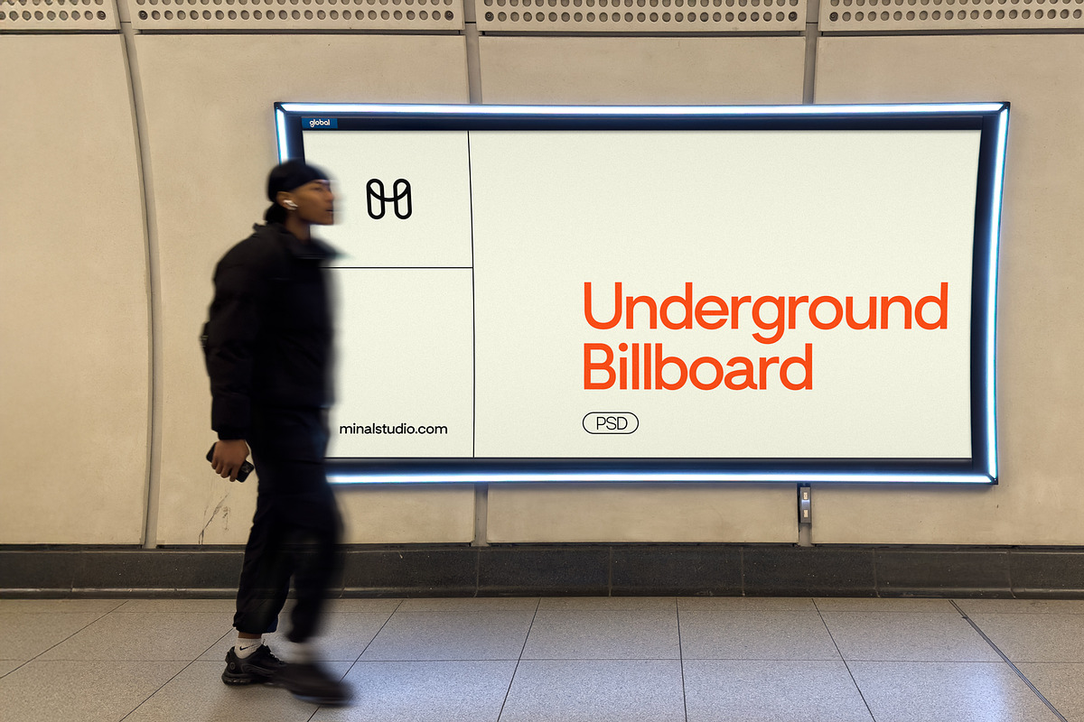 Underground Urban Billboard Mockup, an Advertising Mockup by MinalStudio (Photo 1 of 3)