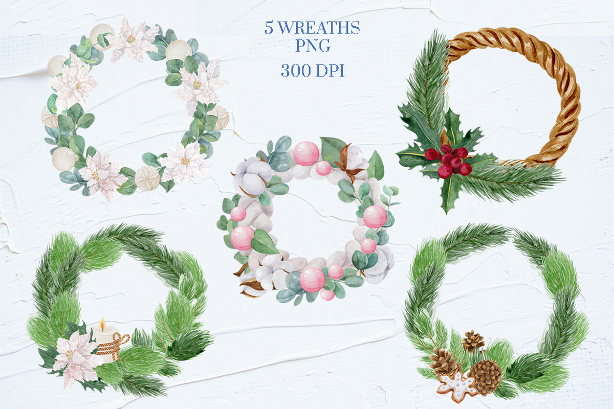 WINTER GREENERY WATERCOLOR SET, a Decorative Illustration by Kate Galunga Artstore (Photo 5 of 9)