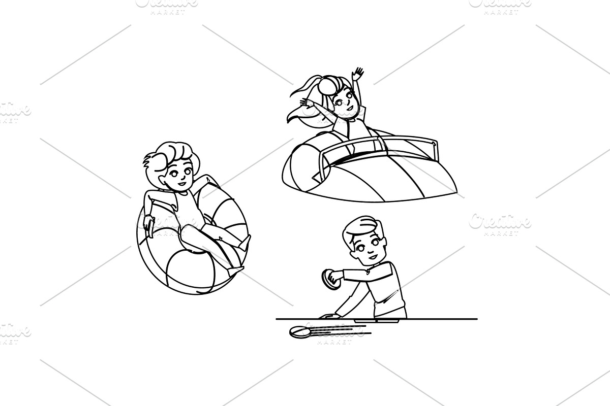 carousel kid amusement park vector, a Person Illustration by pikepicture