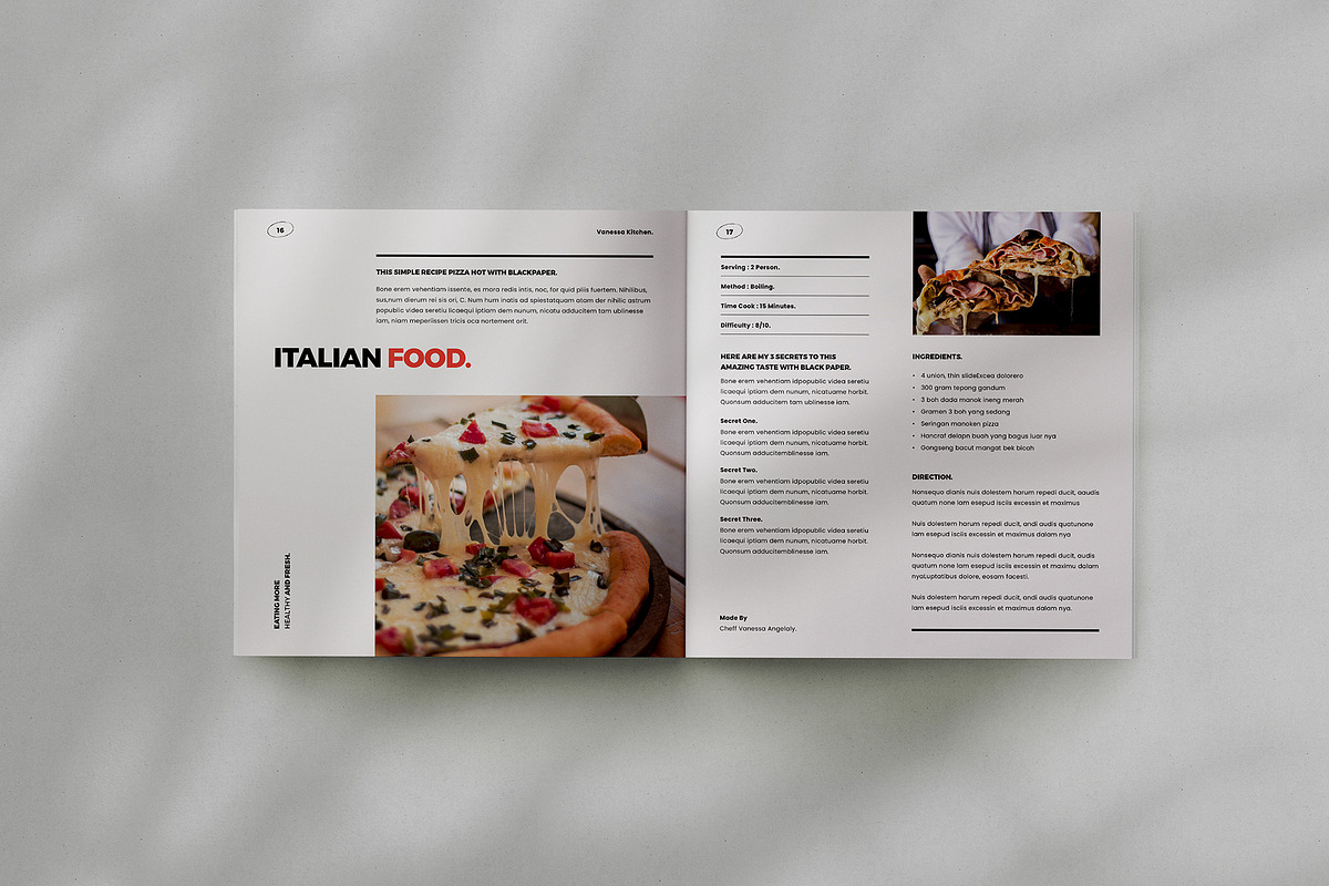 Square Cookbook/Recipe Book, a Brochure Template by Occy Design (Photo 5 of 6)