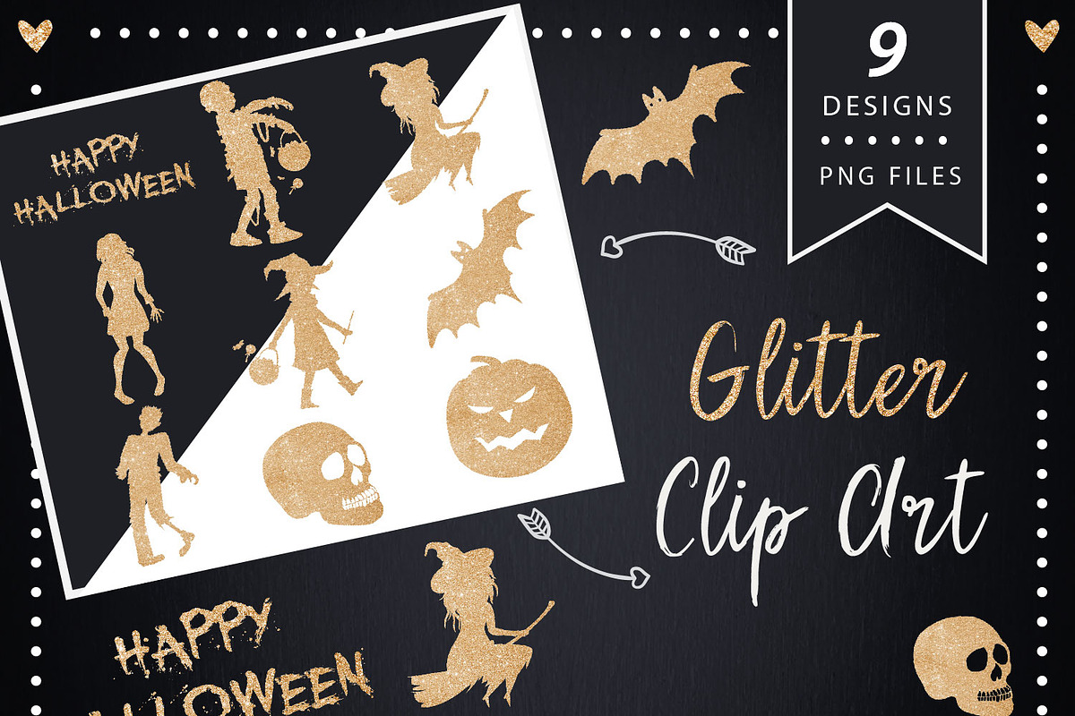 Gold Halloween Silhouette Clipart, a Graphic by ConfettiBears (Photo 1 of 5)