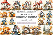 Whimsical Autumn House Clipart, a Work Illustration by cherrydesign (Thumbnail 1 of 3)