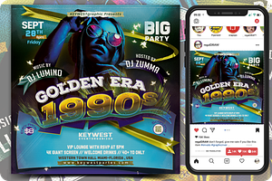Golden Era Party Flyer, a Flyer Template by regalDRAW