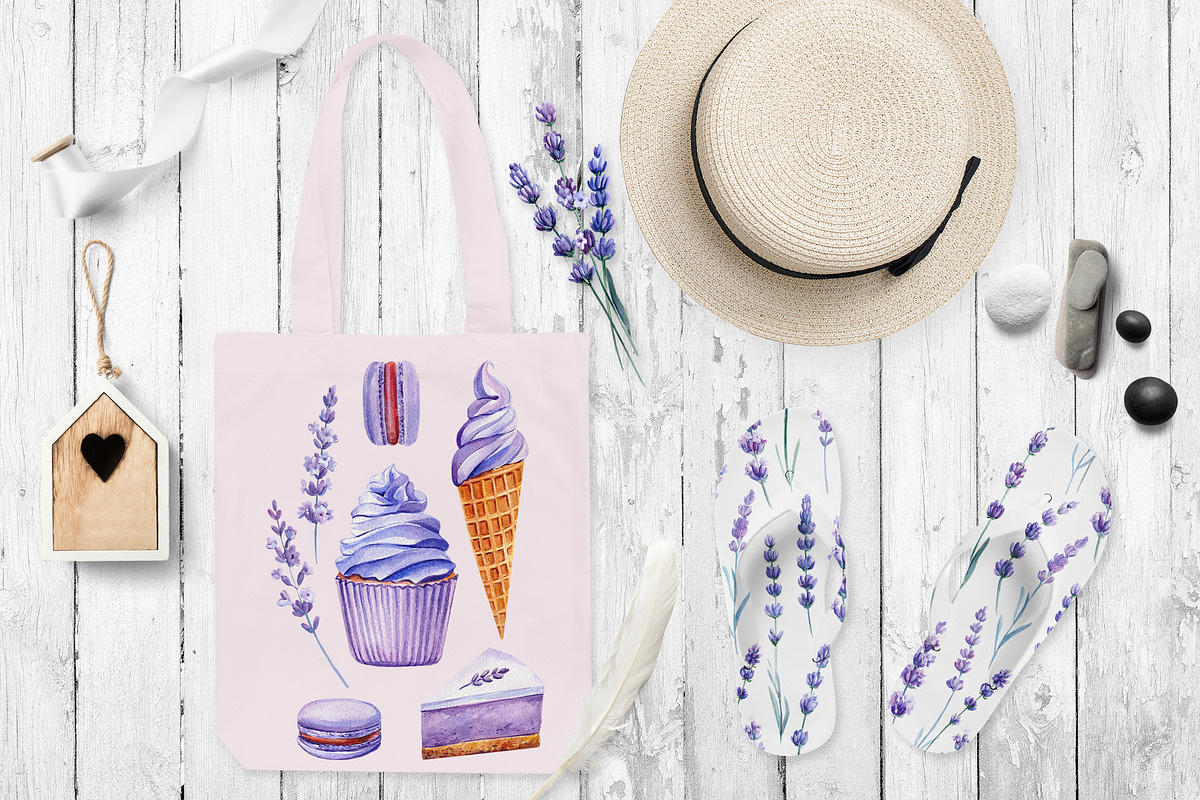 Lavender flowers watercolor, clipart, a Food Illustration by Hanna Hryharenka (Photo 17 of 17)