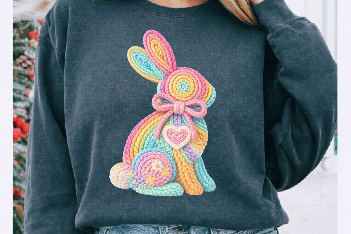 Faux Yarn Easter Bunny Png, an Illustration by Watercolor design (Photo 2 of 6)
