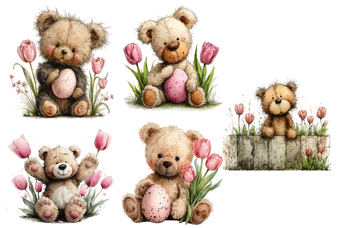 whimsical Easter teddy Clipart, an Illustration by Designworld (Photo 3 of 4)