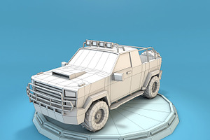 Cartoon Jeep SUV Low Poly 3D Model