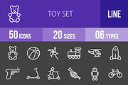 50 Toy Set Line Inverted Icons, an Outline Icon by IconBunny