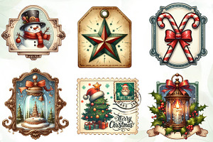 Vintage Christmas Labels Sublimation