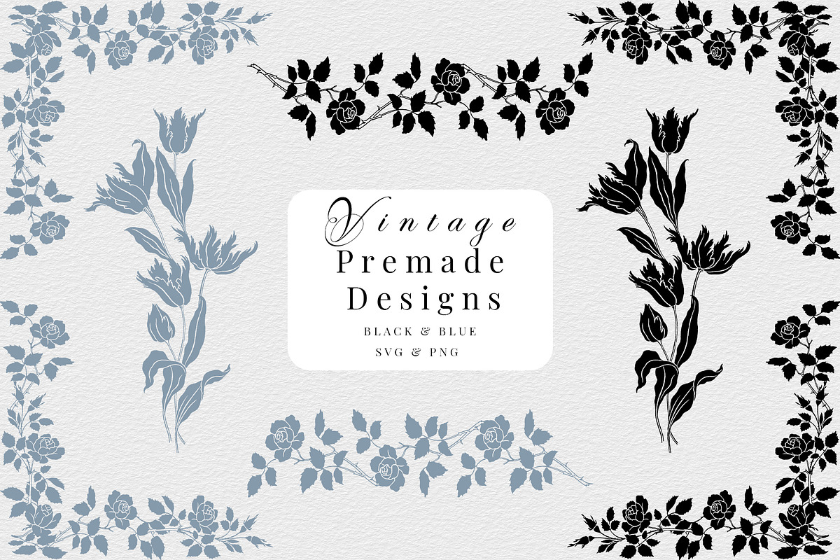 Vintage Floral Silhouettes, a Decorative Illustration by Century Library (Photo 4 of 6)