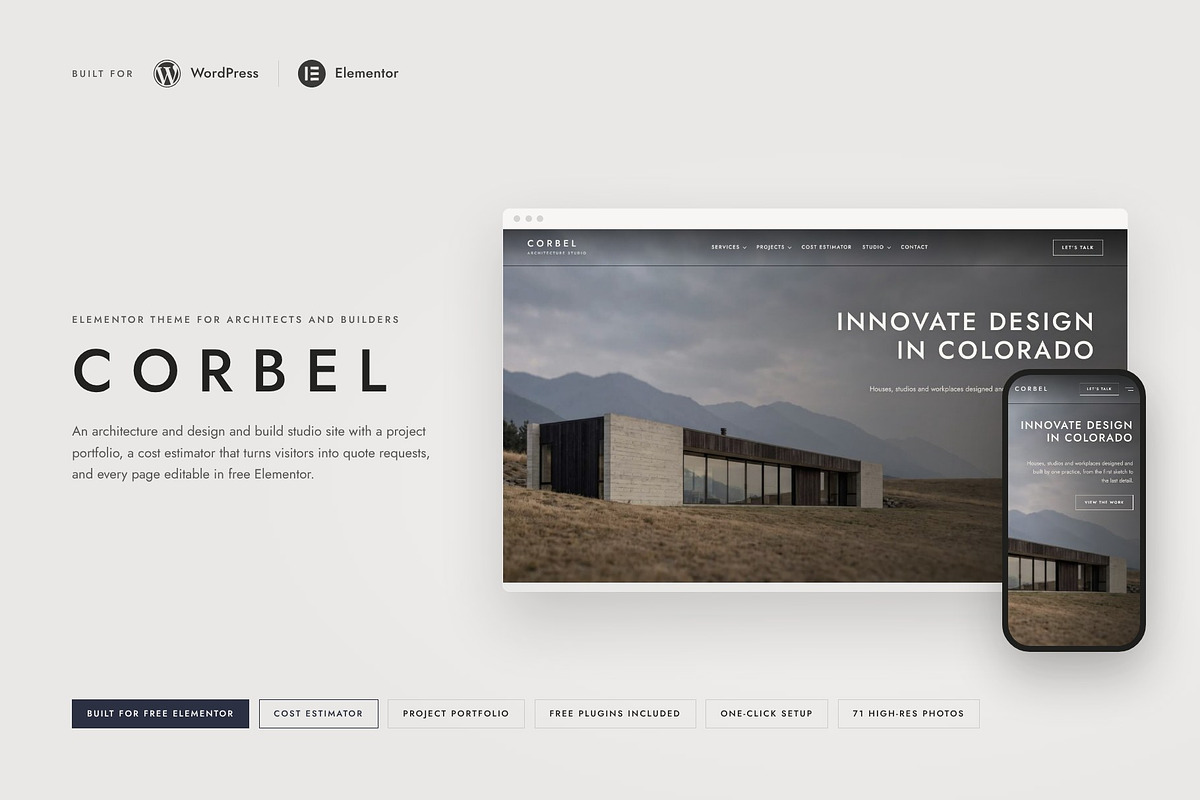 Corbel Architecture Elementor Theme, a WordPress Template by Tomasz Ganclerz (Photo 1 of 42)