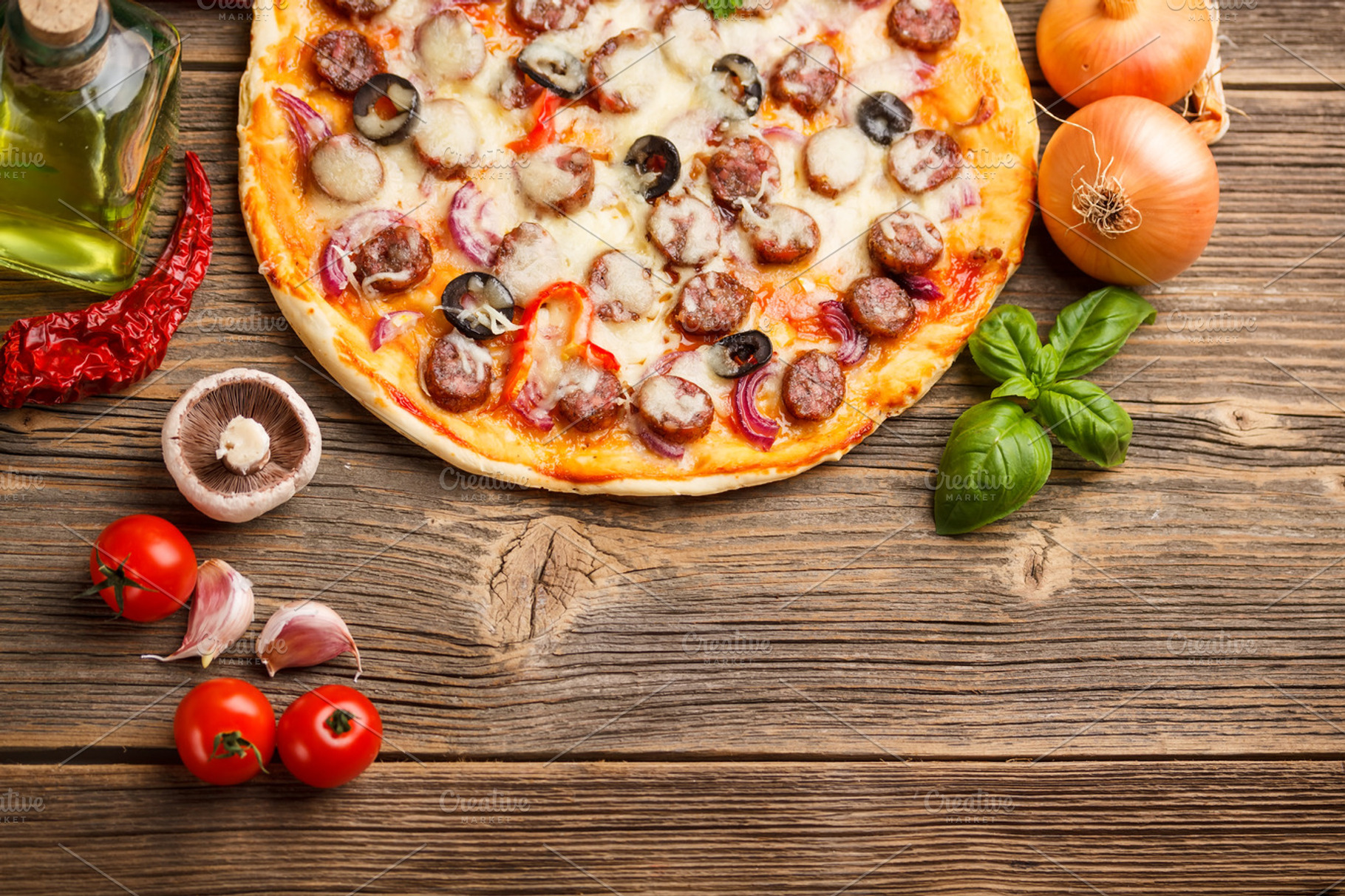 Pizza With Ingredients Featuring Pizza Italian And Table