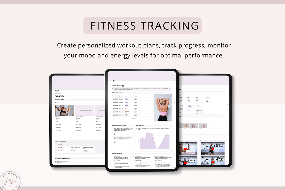 Notion PLR Template Workout Planner, a Templates & Theme by Julia On Purpose (Photo 6 of 10)