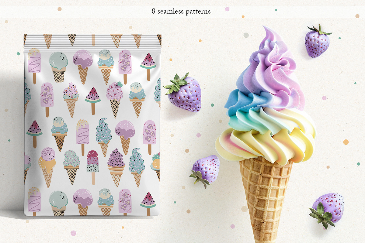 Ice Cream Summer Vector Clipart, a Decorative Illustration by Jenny Quince (Photo 6 of 10)