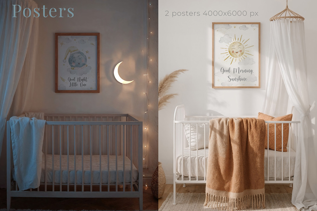 Watercolor Moon Sun Nursery Clipart, an Illustration by Alisles (Photo 7 of 12)
