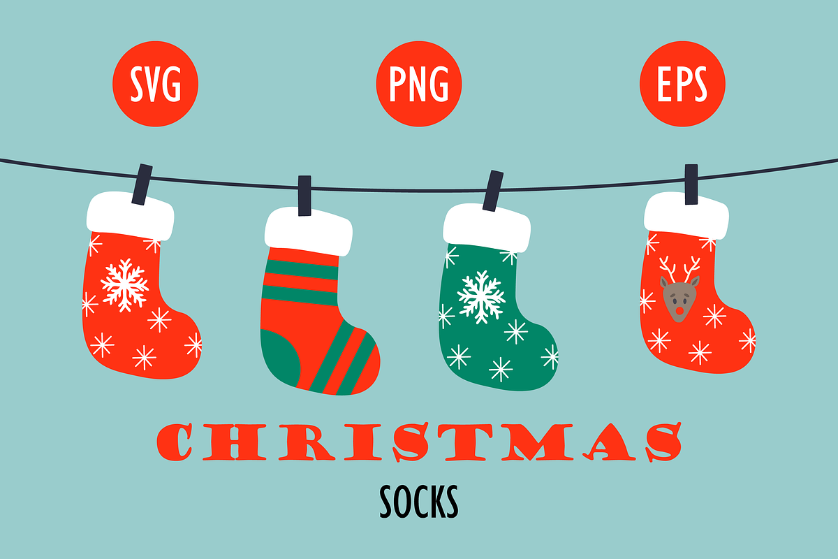 Christmas Socks Svg, an Illustration by fancykeith