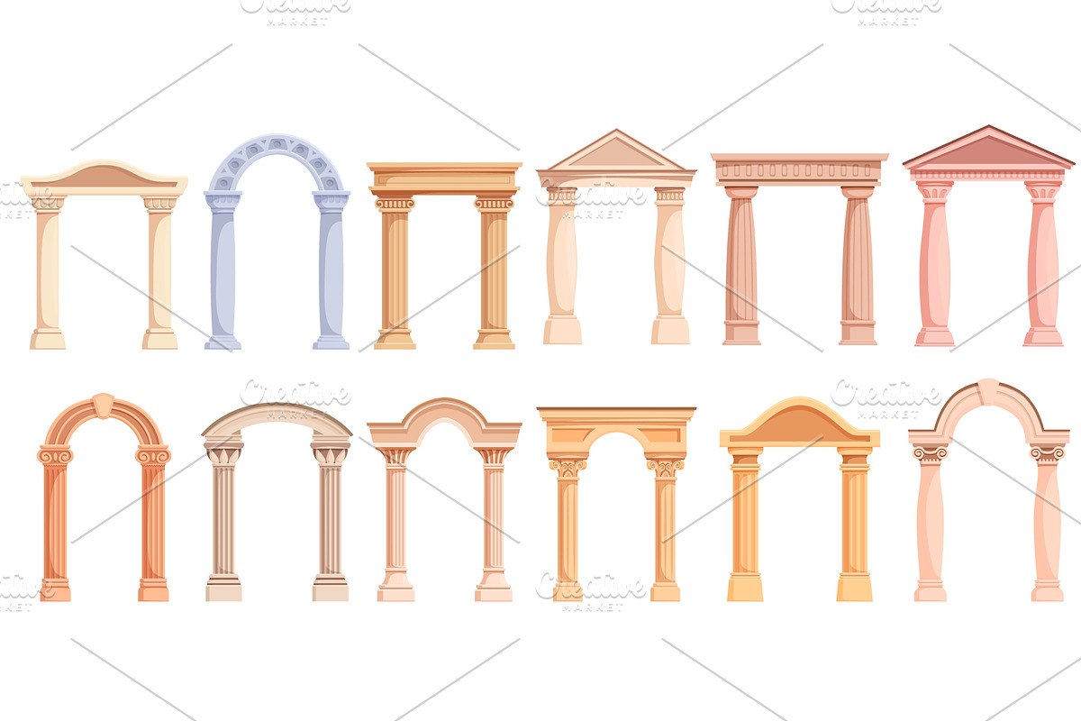 Cartoon ancient roman arches. Stone, an Object Illustration by Valerie Bodnar