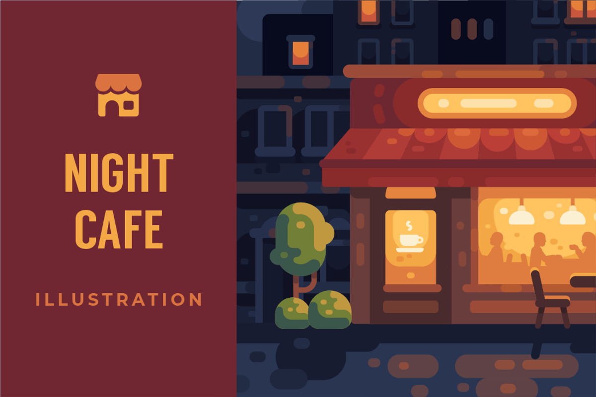 Night street cafe, a Person Illustration by Ivan Dubovik (Photo 1 of 3)
