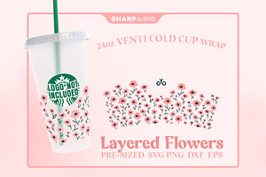 Layered Flowers SVG For 24oz Cups