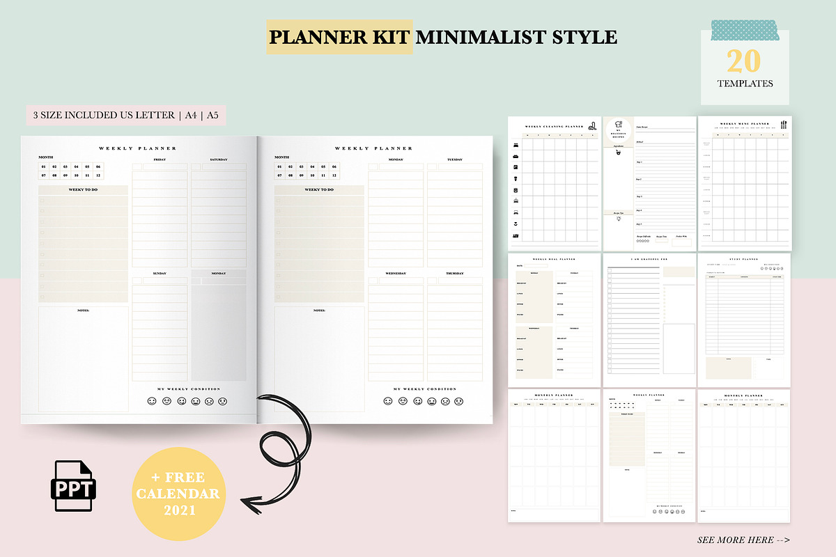 Weekly & Daily Planner - PPT Edit, a Stationery Template by Bonita Digital Design (Photo 1 of 9)