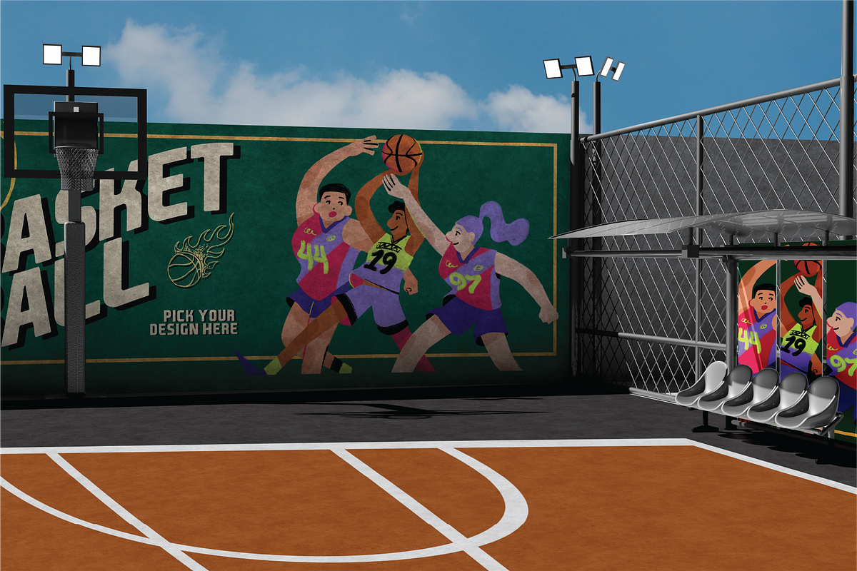 Basketball Court Mockup, an Advertising Mockup by Dudukbersama (Photo 1 of 4)