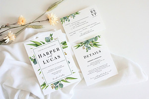Eucalyptus Wedding Invite Template
