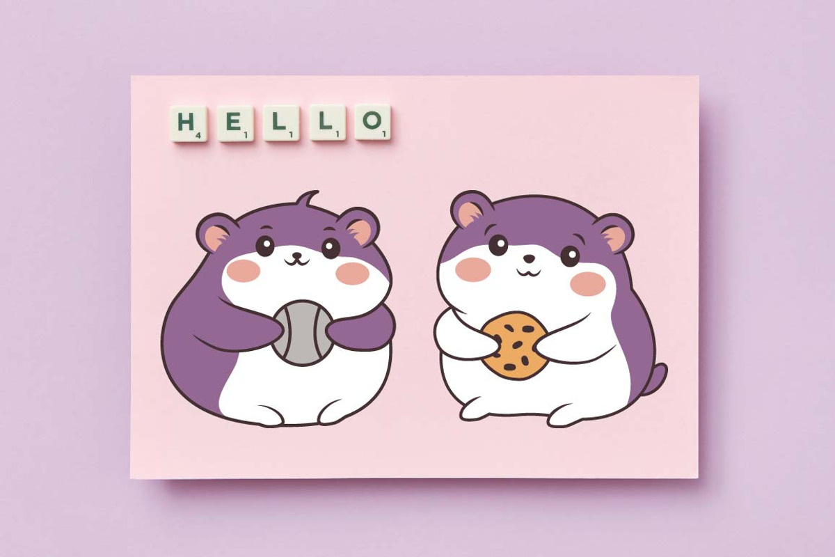 15 Cute Purple Hamster Character, an Animal Illustration by jongcreative (Photo 3 of 5)