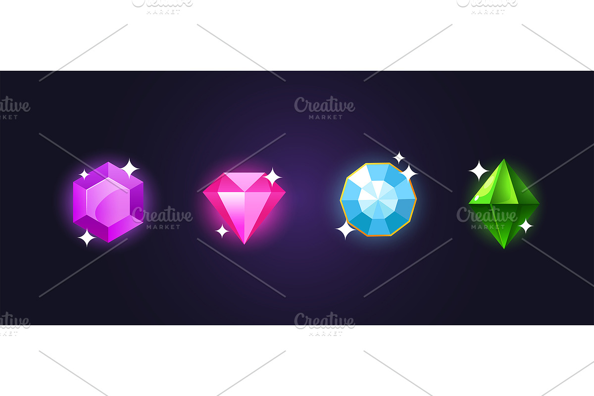 Precious gems set, a Decorative Illustration by Elen_Art