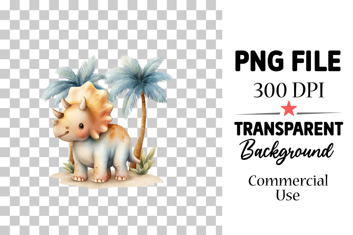 Cute Watercolor Dinosaur Clipart, an Illustration by Watercolor design (Photo 4 of 6)