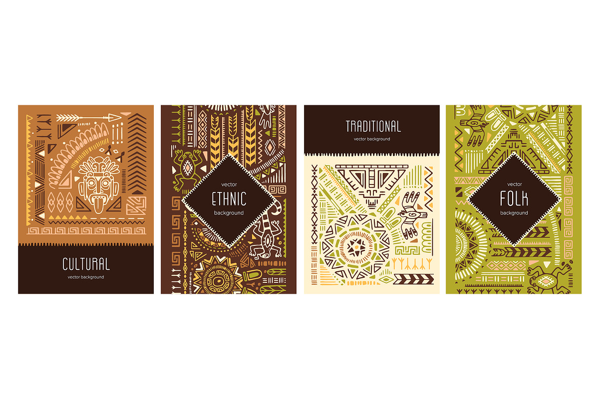 Aztec ornaments backgrounds set, a Decorative Illustration by PaperTrident (Photo 4 of 15)
