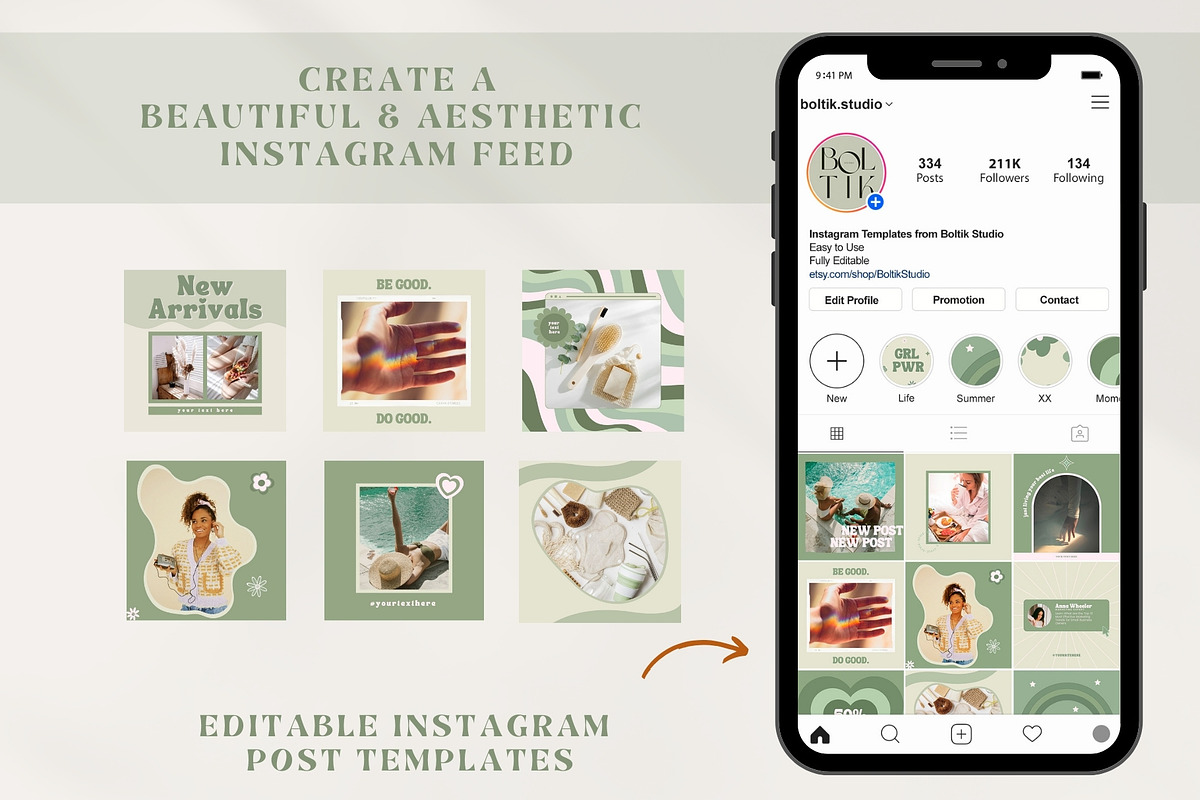 Green Social Media Templates Canva, a Social Media Template by Boltik Studio (Photo 8 of 10)