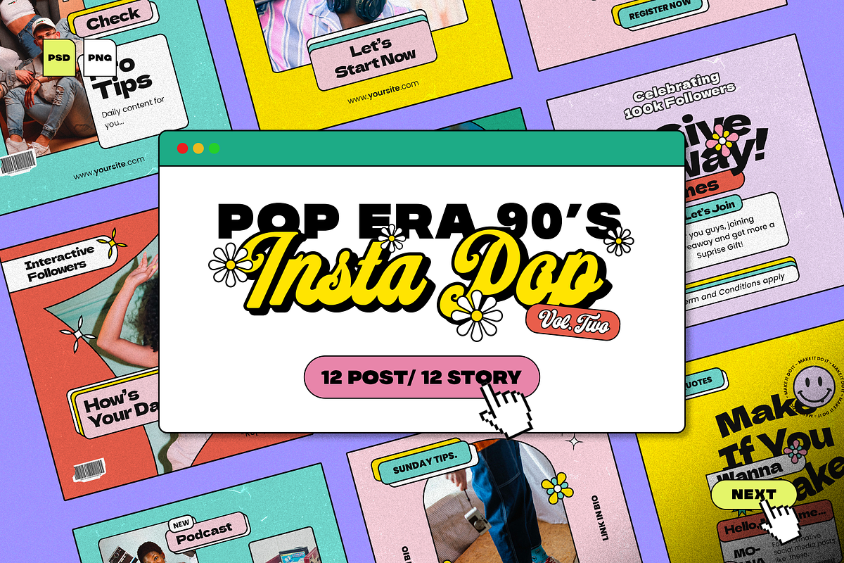 Pop Era 90s Vol.2 - Instagram Retro, a Social Media Template by Sixtysix Labs (Photo 1 of 10)