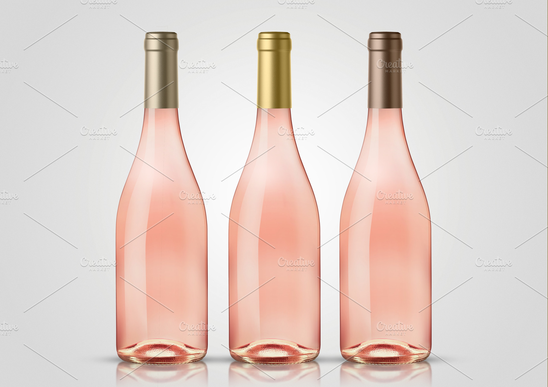 Mockup 3 bottle rose wine 0 featuring alcohol, alcoholic drinks, and, a Food & Drink Photo by Fenea Silviu