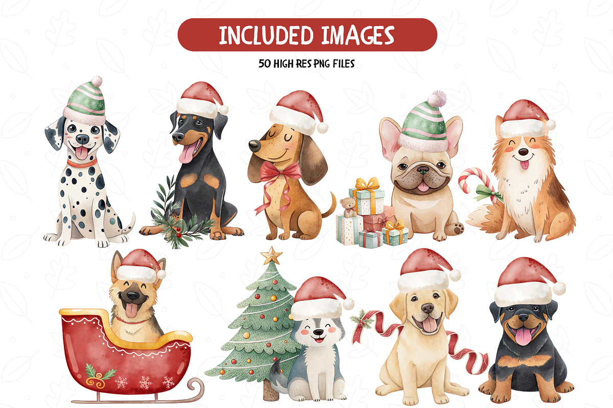 Christmas Dogs Clipart Set, an Illustration by TatiMockup (Photo 4 of 7)