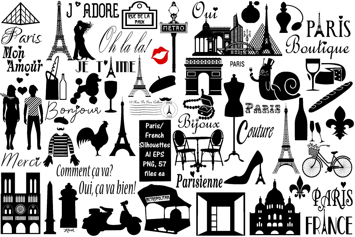 Paris/French Silhouette AI EPS PNG, a Food Illustration by FrankiesDaughtersDesign (Photo 1 of 7)