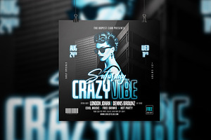 Saturday Crazy Vibe Night Club Flyer