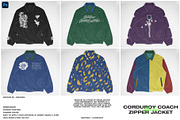 Corduroy Coach Zipper Jacket Mockup, a Hoody Mockup by DaldSgh (Thumbnail 1 of 10)